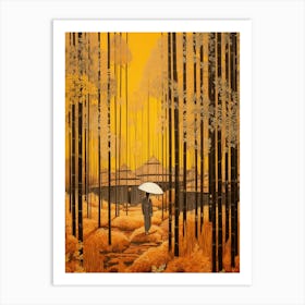 Bamboo Forest Japanese Illustration 4 Art Print