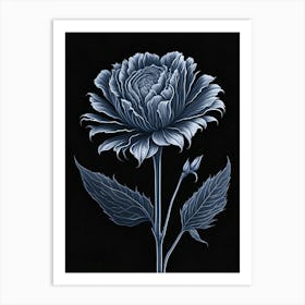 A Carnation In Black White Line Art Vertical Composition 59 Art Print