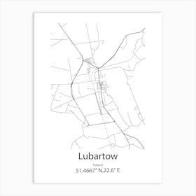 Lubartow,Poland Minimalist Map Art Print