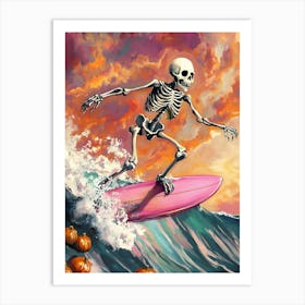 Skeleton Surfboard 1 Art Print