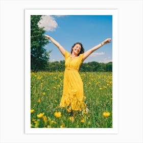 Adult Woman Basking In The Warmth Of The Golden Summer Sun Carefree And Relaxed In A Lush Park Sett (3) Art Print