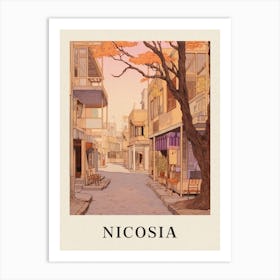 Nicosia Cyprus 1 Vintage Pink Travel Illustration Poster Art Print