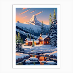 extraordinary lighting, Anne Beecher style, with a beautiful snowy landscape, 1 Art Print