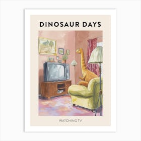 Dinosaur Watching Tv Poster 2 Art Print