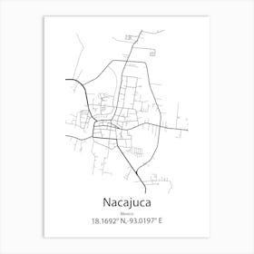 Nacajuca,Mexico Minimalist Map Art Print