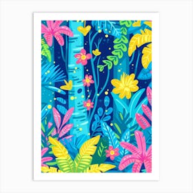 Tropical Jungle Seamless Pattern Art Print