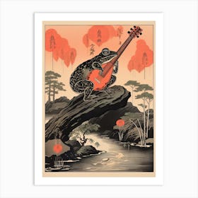 Frog Playing Guitar,  Matsumoto Hoji Inspired Japanese 2 Art Print