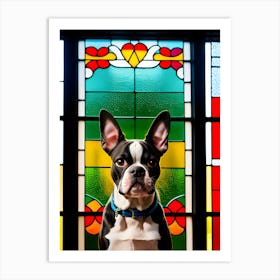 Boston Terrier In Stained Glass Art Print