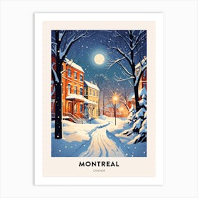 Winter Night  Travel Poster Montreal Canada 2 Art Print