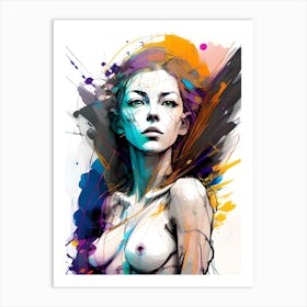 Ethereal Resonance: Abstract Portrait Of A Nude Woman Art Print