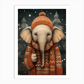 Elephant In Winter Art Print