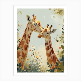 Giraffes In Love Modern Illustration 3 Art Print