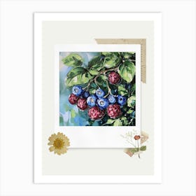 Scrapbook Blueberries Fairycore Painting 1 Art Print