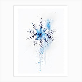 Needle, Snowflakes, Minimalist Watercolour 1 Art Print