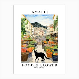 Food Market With Cats In Amalfi 2 Poster Art Print