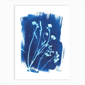 Blue Mixed Flowers Art Print