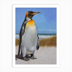 King Penguin Fernandina Island Colour Block Painting 4 Art Print