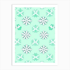 Snowflakes In The Snow,  Snowflakes Kids Illustration 2 Art Print