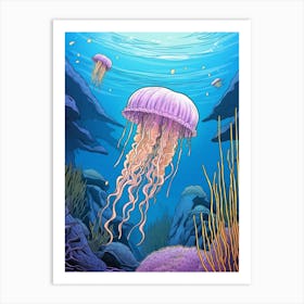 Sea Nettle Jellyfish Illustration 1 Art Print