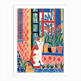 Cat In The Window Style Henri Matisse 3 Art Print