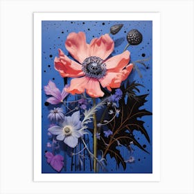 Surreal Florals Flax Flower 1 Flower Painting Art Print