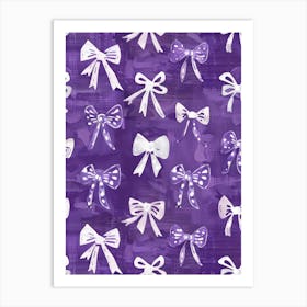 White And Purle Bows 1 Pattern Art Print