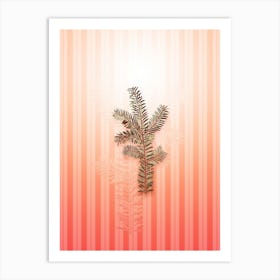 English Yew Vintage Botanical in Peach Fuzz Awning Stripes Pattern n.0162 Art Print
