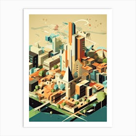 Buenos Aires, Argentina, Geometric Illustration 3 Art Print