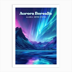 Aurora Borealis Alaska Northern Lights Travel Art Art Print