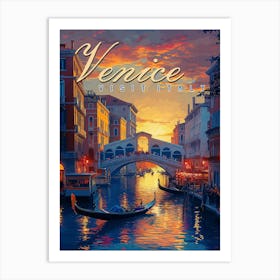 Venice Dream: A Vintage Gondola Poster Art Print