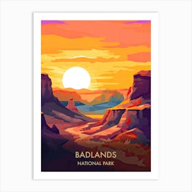 Badlands National Park Travel Poster Illustration Style 3 Art Print