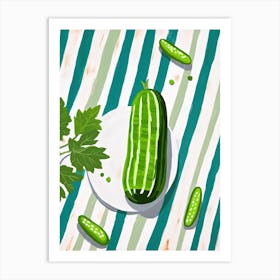 Cucumber Fruit Summer Illustration 2 Art Print