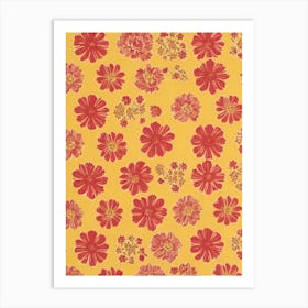 Marigold Floral Print Retro Pattern2 Flower Art Print