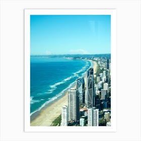 Gold Coast Aerial Drone Image Of Cityscape And Beachscape. Overlooking The Beach And City, Popular Queensland Hotels Art Print