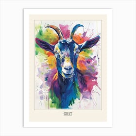Goat Colourful Watercolour 2 Poster Art Print