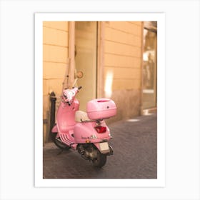 Pink Vespa In Rome Italy Art Print