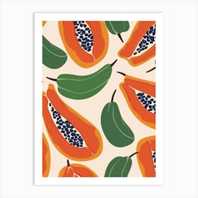 Papaya Pattern Illustration 3 Art Print