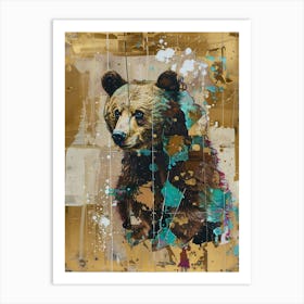 Brown Bear Gold Effect Collage 1 Art Print