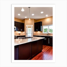 Kitchen With Black Cabinets Art Print