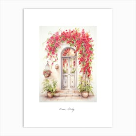 Bari, Italy   Mediterranean Doors Watercolour Painting 4 Poster Art Print