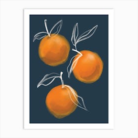 Oranges Kitchen Set Navy And Orange Art Print