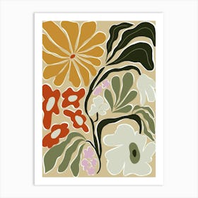 Mid Century Floral Fantasy Art Print