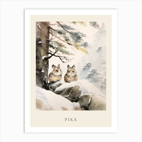 Winter Watercolour Pika 1 Poster Art Print