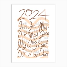 2024 Calendar in Graphic Bold Modern Brown Art Print