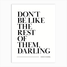 Don't Be Like The Rest... Cute Coco Quote Wall Art Poster Print Art Print