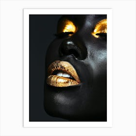 Black Woman With Gold Makeup 4 Art Print