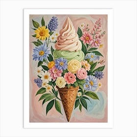 Flower Ice Cream Cone no2 Art Print