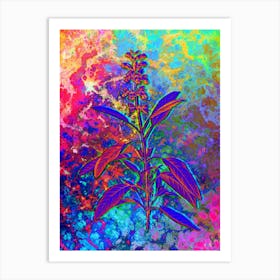 Sage Plant Botanical in Acid Neon Pink Green and Blue n.0074 Art Print