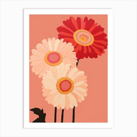 Gerbera Daisies Flower Big Bold Illustration 3 Art Print