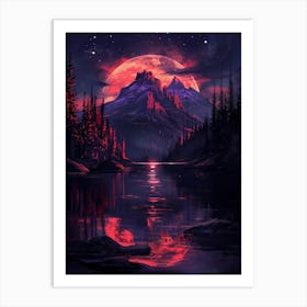 Full Moon In The Mountains Art Print